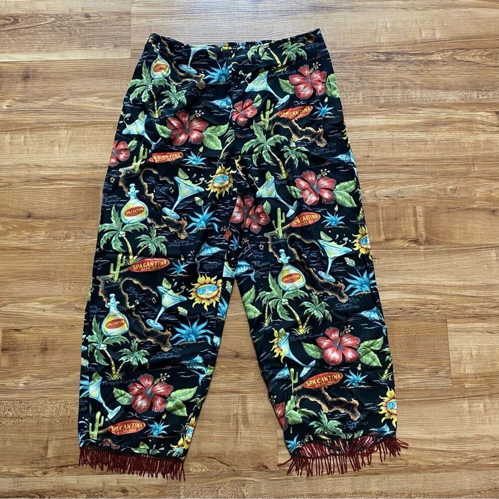 VTG 90s SOFT SURROUNDINGS M Tropical Hawaiian Beaded Resort Festive Novelty Pant